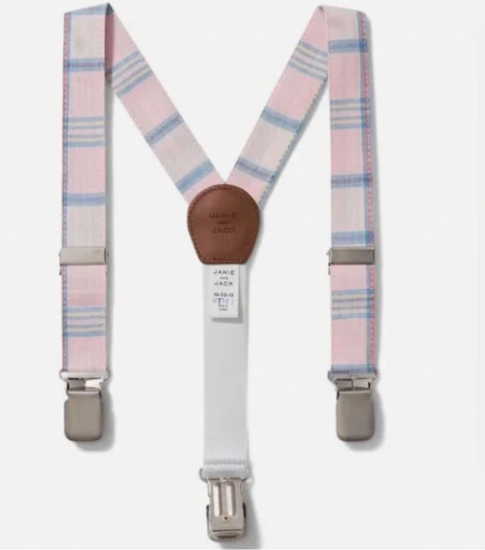 NEW LINEN PLAID SUSPENDERS